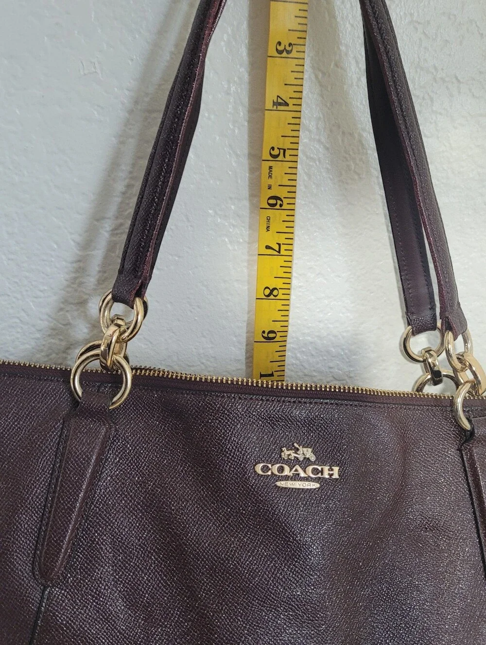 Coach Ava Tote In Crossgrain Leather Tote In Oxblood Burgandy Color #F11900